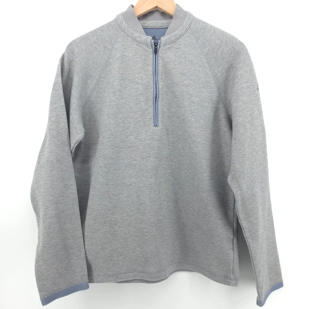 Adidas Mens 1/4 Zip Pullover Small Grey Performance Athleisure Sweater
